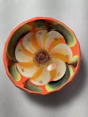 Mexican Pottery Bowl Dipping Sauce Salsa Hand Painted Footed Floral 4” Diameter • $6