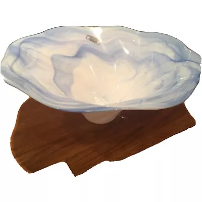 Murano Glass Bowl - Blue And White Swirl- Made In Italy • $35