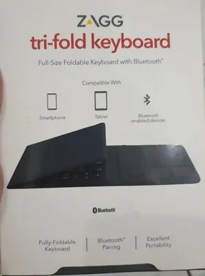 $104.99 • Buy ZAGG Universal Tri-Folding Full-Size Foldable Keyboard  With Bluetooth