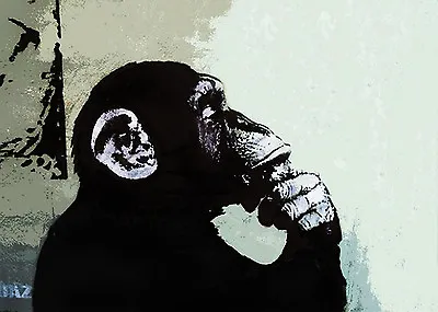 Banksy Thinker Monkey Graffiti Street Art On Canvas ACEO  • $3.47