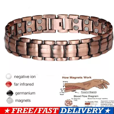 Mens Women Magnetic Therapy BraceMKt Arthritis Pain Relief Copper Bangle • £6.02