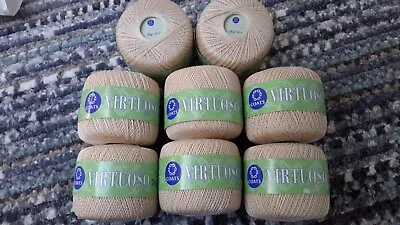 8 X 50g Balls Coats Virtuoso Crochet Cotton - Cream • £9.99