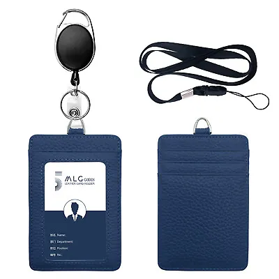 Leather Work Id Badge Holder For Men And Women With Clip Lanyards ( 1 Pcs) • $6.70