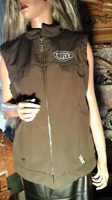 Cowgirl Tuff Co New Nwot Sz L Choc Brown Softshell Vest Full Zip Fleece Lined • $54