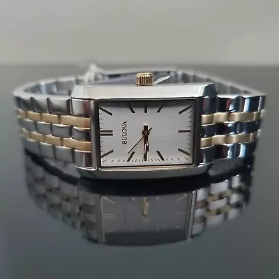 BULOVA Two-Tone Bracelet Rectangular Quartz Watch C9343091 - New • $143.10