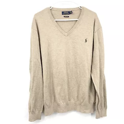 POLO Ralph Lauren Men Size XXL Sweater V Neck Pullover Pima Cotton Brown Knit • $27.64