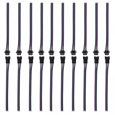 10 Pairs 4pin Jst Sm Female/male Connectors 15cm 22awg Wire For Rgb 5050 3528 Ap • $12.73