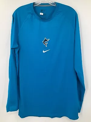 #38 Head Miami Marlins Nike Baseball Used Dri Fit Long Sleeve Shirt Size: L • $59.99