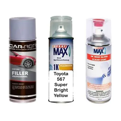 Auto Touch Up Paint For Toyota 567 Super Bright Yellow Plus 2k Clear Coat & Prim • $109.99