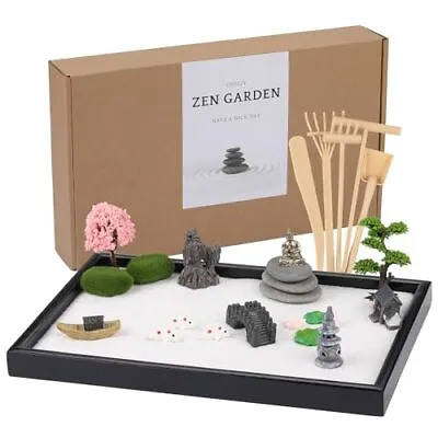 Zen Garden Kit For Desk Mini Sand Tray Therapy Kit Japanese Zen Garden Decor For • $35.87