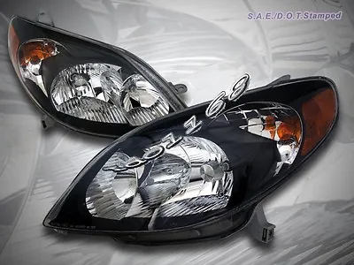 $193.99 • Buy 2003-2008 Toyota Matrix Xr/xrs Jdm Black Headlights Headlamps Assembly