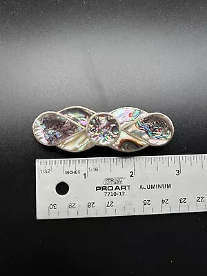 Alpaca Mexico Hair Clip Abalone Shell Vintage Silver Tone 3”L Barrette • $18.99