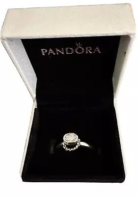 $100 • Buy PANDORA Clear CZ Two Tone Silver 14k Gold Halo Reminder Ring Size 54