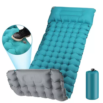 Sleeping Pad - Ultralight Inflatable Mat With Built-in Foot Pump Durable Compact • $14.99