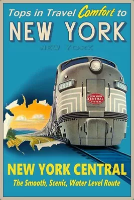 New York NY Central Railroad Train Poster Tops In Travel Comfort Art Print 361 • $37.50