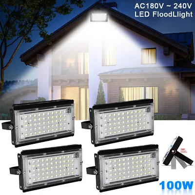 100W LED Security Floodlight Flood Lights In/outdoor Garden Lamp Waterproof IP65 • £26.99