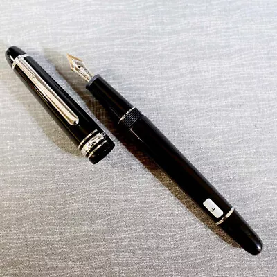 MONTBLANC 145 Platinum Line Meisterstuck NIB SIZE F 14K Fountain Pen W/BOXCASE • $382.30