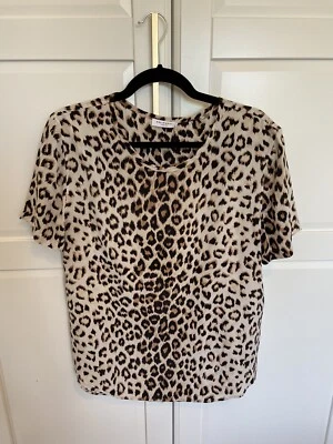 £39.99 • Buy Equipment Femme 100% Silk Leopard Print Short Sleeve Top Shirt Blouse Size M