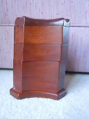 Bombay Four-level Stacked Swivel Dark Wood Jewelry Box Dated 2001 7-1/2  Tall • $29.99