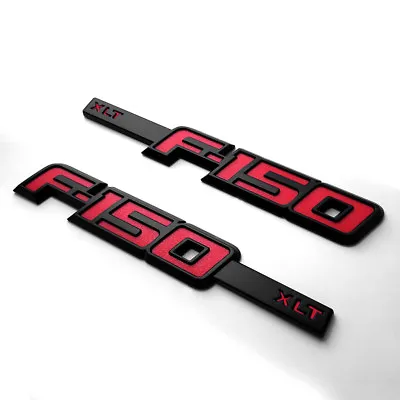 2x OEM F-150 XLT Emblem Badge Fender 3D Logo Fits F150 F Black Red Genuine Parts • $24.28