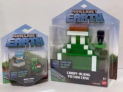 Minecraft Earth Boost Minis Steve & Creeper + Potion Case NIP Mattel • $5