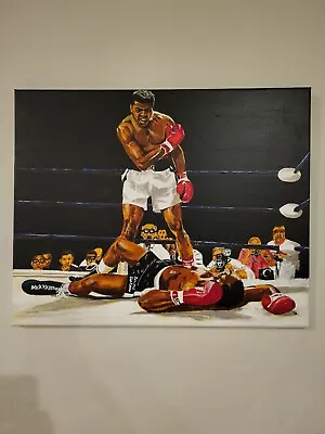 Hand Painted Muhammad Ali Vs Sonny Liston Taunting Liston Acrylic 20in X 16in • $1150