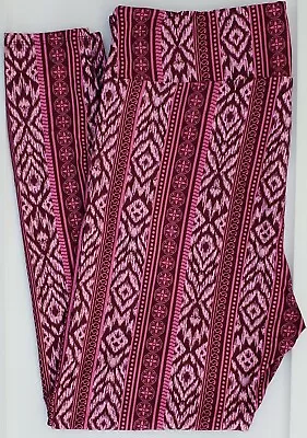 TC LuLaRoe Tall & Curvy Leggings Cute Aztec Tribal Print Pink NWT G54 • $9.90