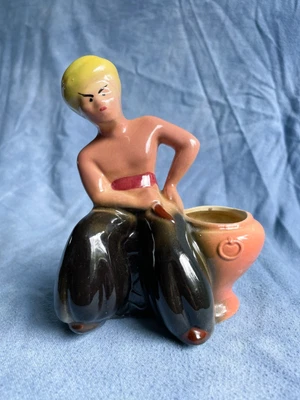 $19.95 • Buy Vintage Snake Charmer Ceramic Planter, Turban, Indoor Plant Pot