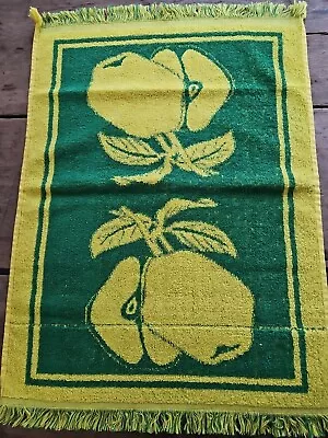  Vintage Hand Towel Vivid Green Yellow  Cotton Mid Century Retro • $8.50