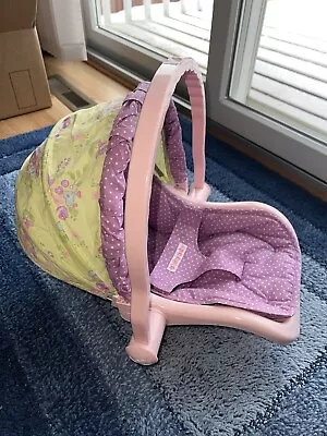 American Girl Bitty Baby Doll Carrier Car Seat Pink W Green Purple Cover HTF • $30