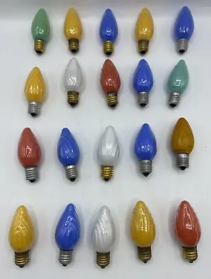 Vintage C9 Mazda Swirl Christmas Bulbs GE Lot Of 20 Multiple Colors Used Tested • $44.91