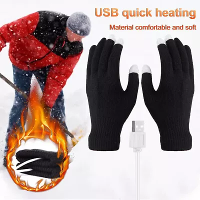 USB Rechargeable Electric Heating Gloves Winter Warm Touchscreen Hand Warmer US • $8.83