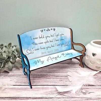 Personalised Angel Baby Boy Memorial Bench Love Memory Heaven Blue Keepsake Gift • £14.99