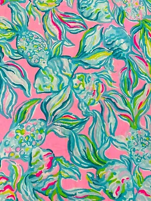 Lilly Pulitzer Pima Cotton Fabric Print Pelican Pink Off The Scales (36¨x 60¨) • $30