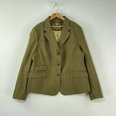 Dubarry Tweed Jacket Womens 16 Green Wool Overcheck Country Hacking Blazer • $135.72