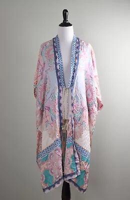 CHICO'S $149 Tie Tassel 100% Silk Kimono Jacket Top Size Small / Medium / 0 / 1 • $44.99