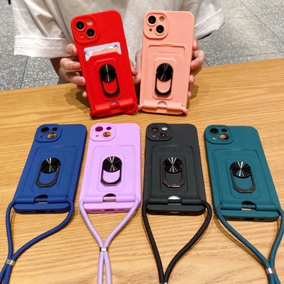 $14.83 • Buy Lanyard With Card Slot For IPhone 7 8 + X XR 12 13 Pro Max Phone Case Ring Stand