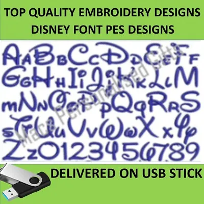 £8.99 • Buy Disney Font On USB PES Designs Machine Embroidery File Brother Mickey Mouse Font