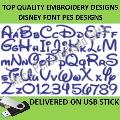 Disney Font On USB PES Designs Machine Embroidery File Brother Mickey Mouse Font • $11.19