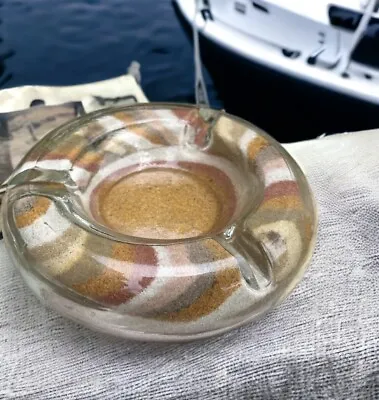 Vintage Glass AshTray Nautical Beach Sand Round For Tiki Garden/ Garden Bar VGC • £8.99