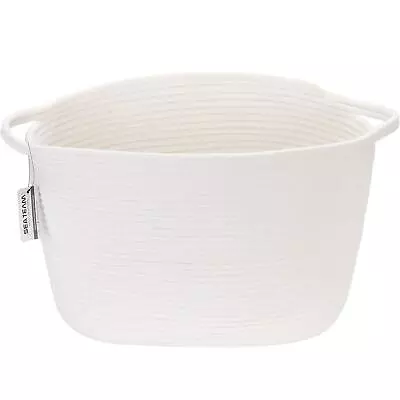 Oval Cotton Rope Woven Storage Basket With Handles Diaper Caddy Nursery Nap... • $39.88