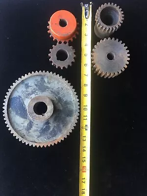 Industrial Machine Steel Lot Of 5 Gears/Cogs Steampunk Art Part Lamp Base Lot 12 • $62.39