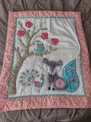 LevTex Baby Crib Quilt FIONA Fox Peacock  Owl Comforter And Bed Skirt • $34