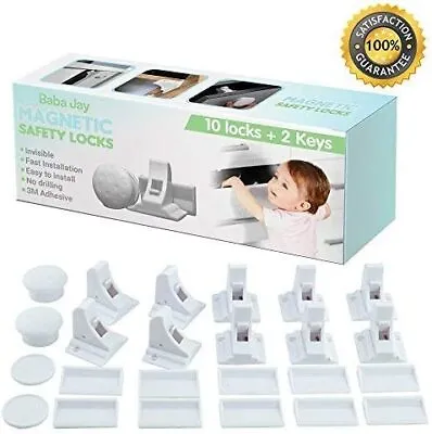 Magnetic Child Safety Locks For Cupboards And Drawers - 10 Locks 2 Keys • £22.69