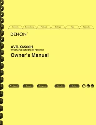 Denon AVR-X6500H Integrated Network Receiver OWNER'S MANUAL  • $24.95