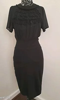 Review Vintage Black Pencil Style Dress Size 10 • $39