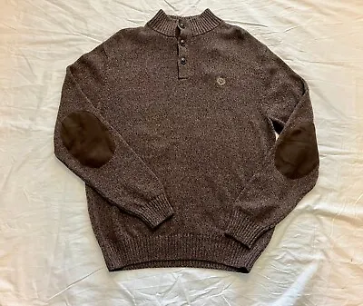 Chaps Men's Sweater Quarter-Button Large Brown W/Elbow Patch New With Tags • $24