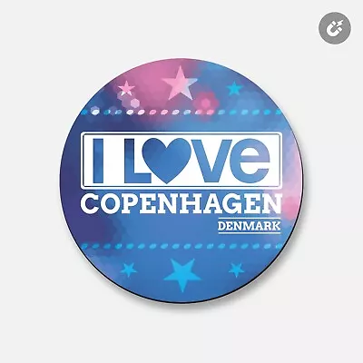 I Love Copenhagen City Denmark Slogan | 4'' X 4'' Round Decorative Magnet • $5.80