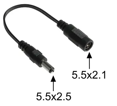 5.5mm X 2.5mm Male Plug To 5.5mm X 2.1mm Female Socket DC Power Adapter Cable • £3.99