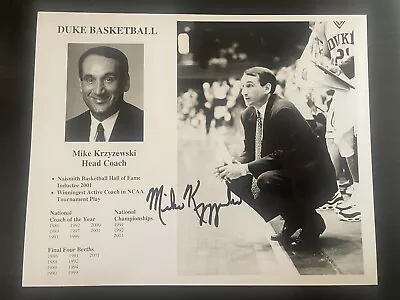 Mike Krzyzewski SIGNED 8X10 Coach K Duke PHOTO HALL OF  FAME Autographed • $45
